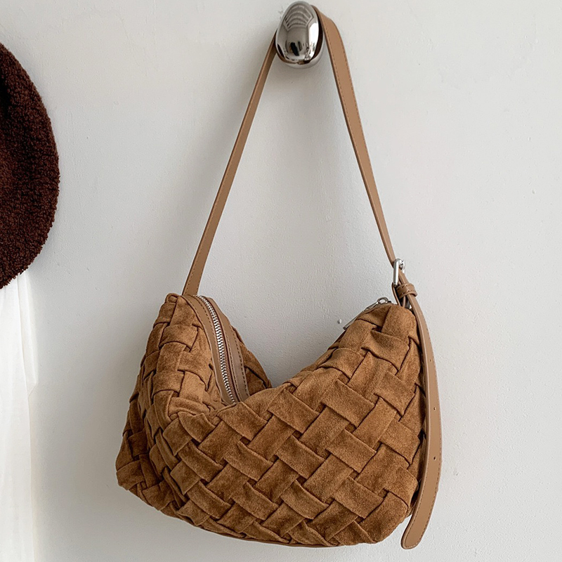 Luxury Bags Vip - Handwoven Faux Suede Bags For Women