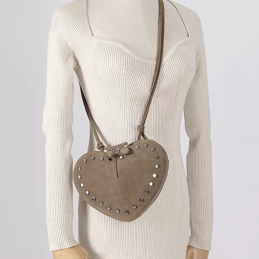 Wristlet Wallet Zipper - Vintage Faux Suede Love Hearts Crossbody